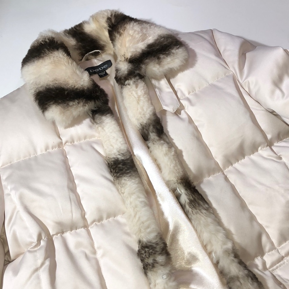 Bebe Real Fur Cream Puffer Jacket - Picture 3 of 8